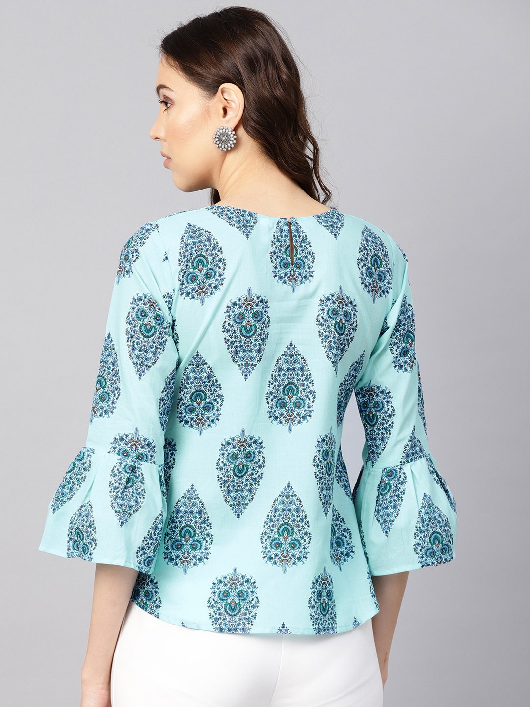 Women's Blue Printed Regular Top