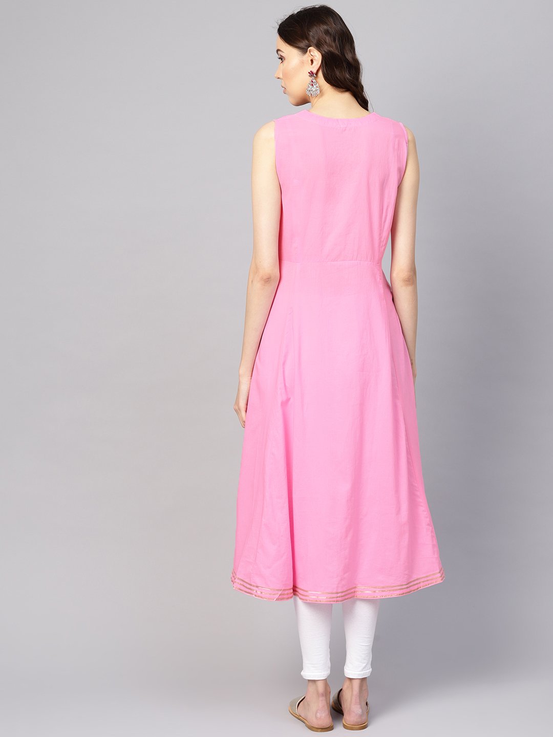 Women's Pink Solid A-Line Kurta