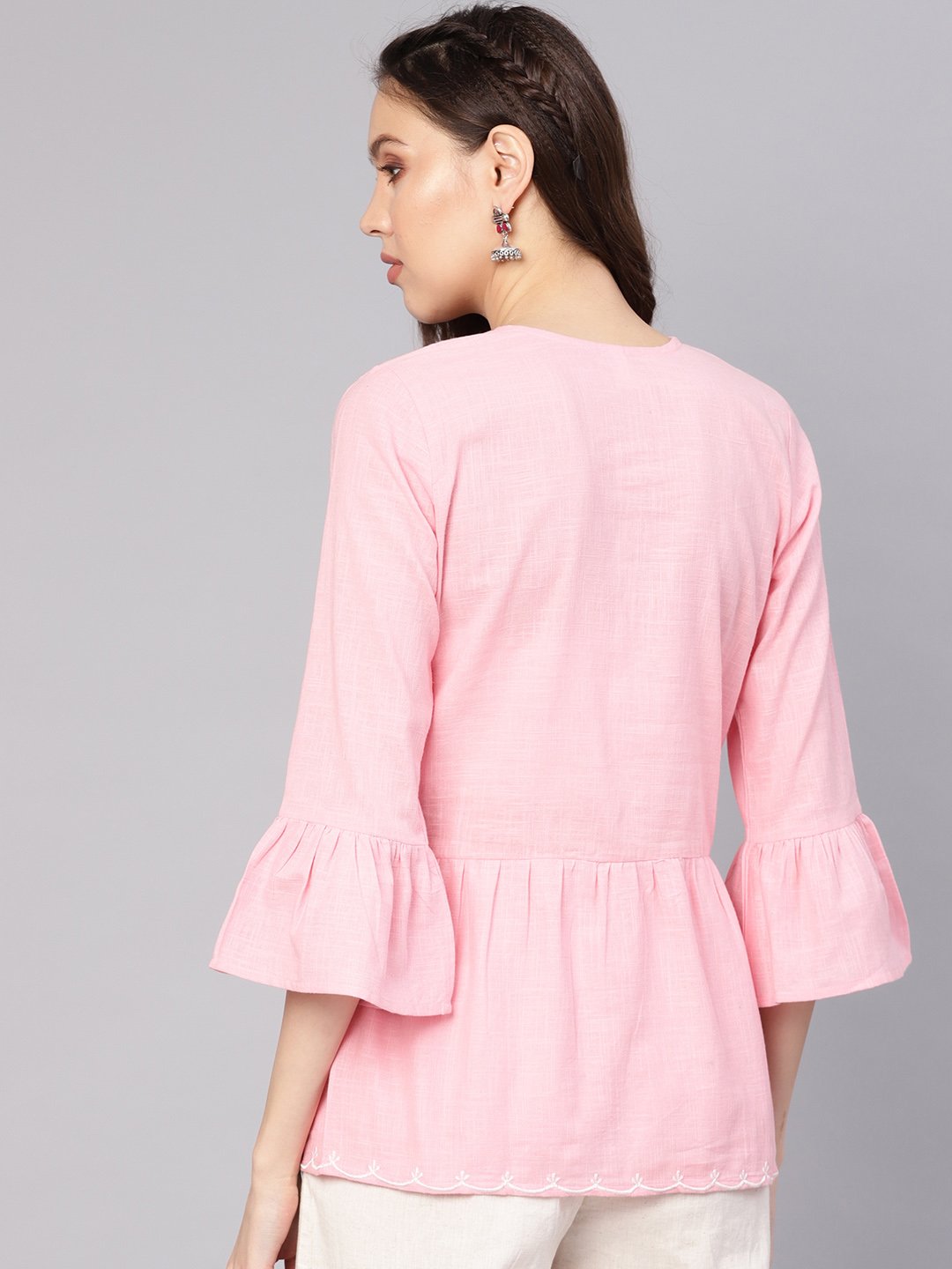 Women's Pink Solid A-Line Tunic