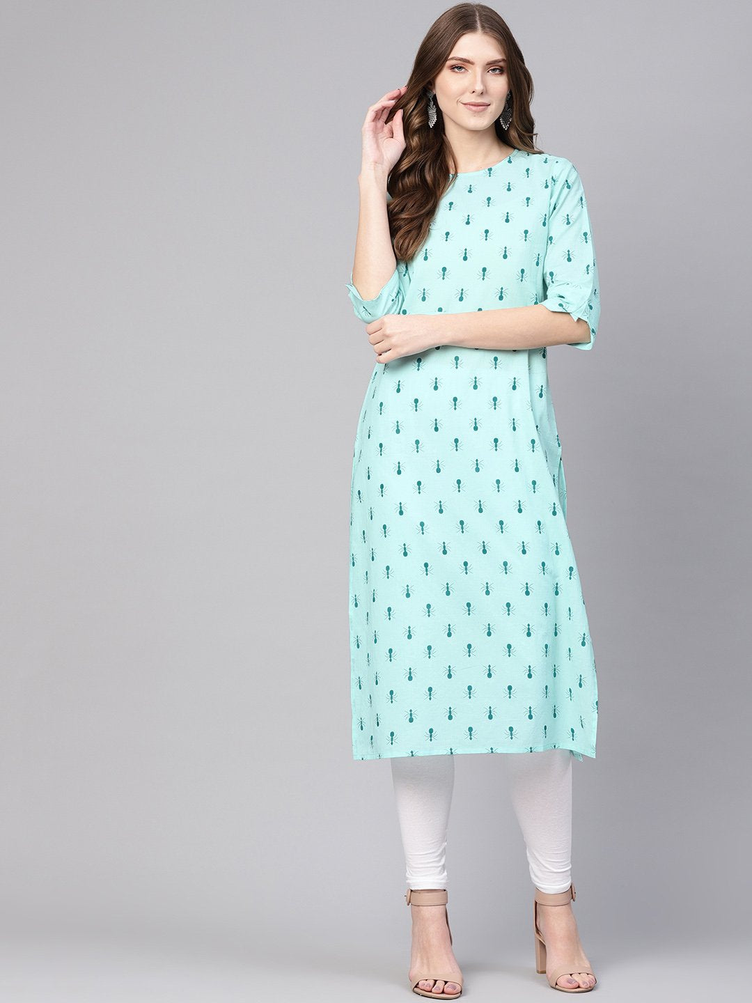 Women's Green Printed Straight Kurta