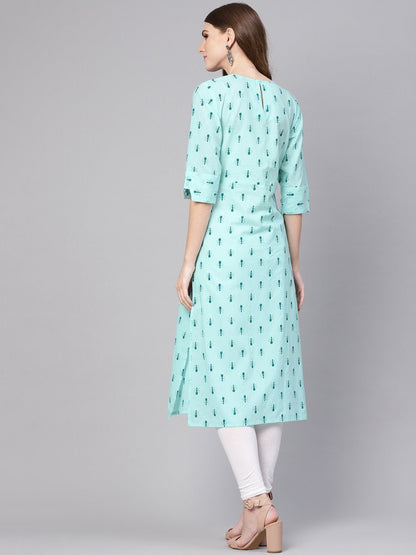 Women's Green Printed Straight Kurta