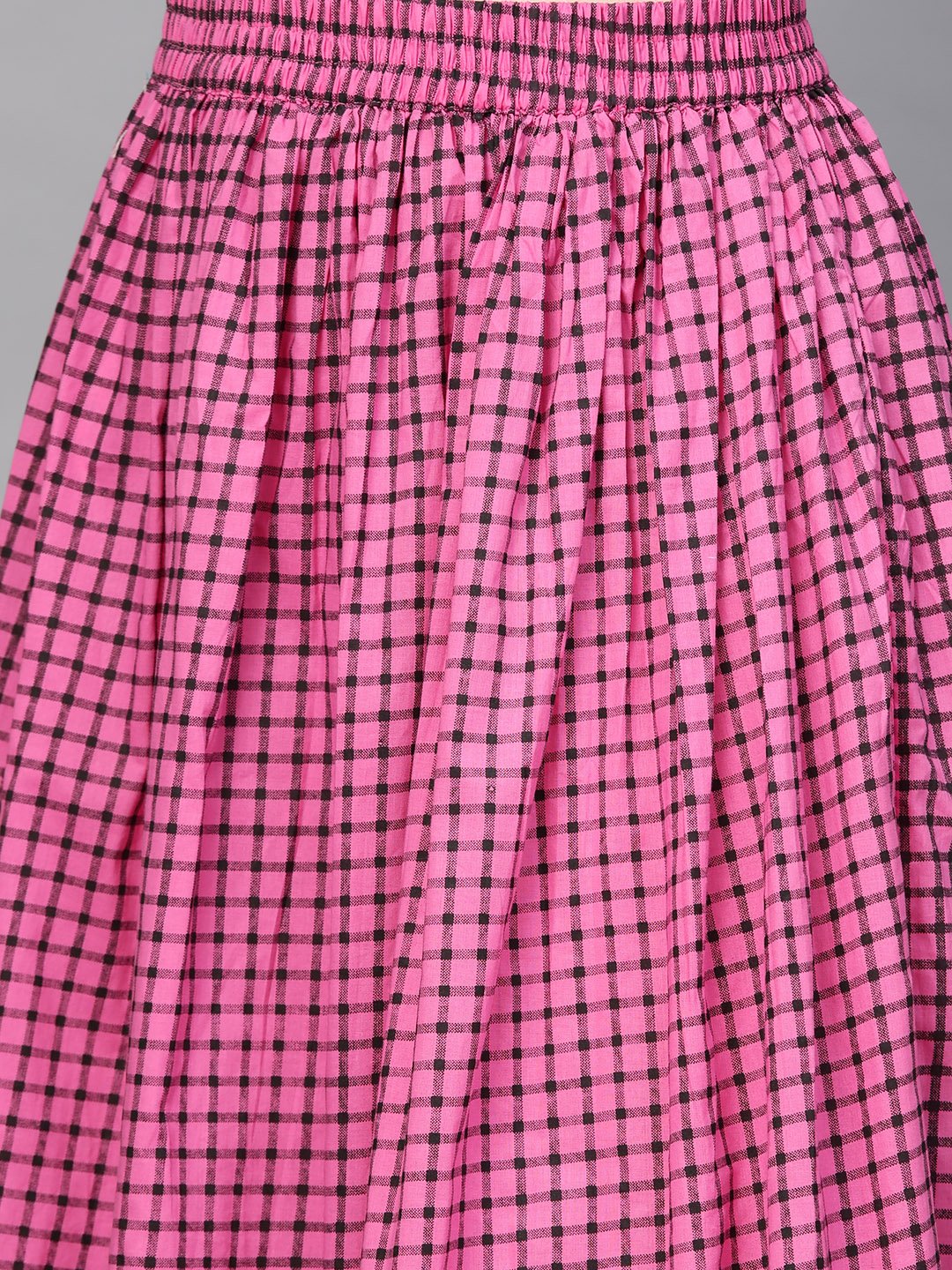 Women's Nayo Pink Three-Quarter Sleeves Printed Straight Cotton Kurta And Skirt Set