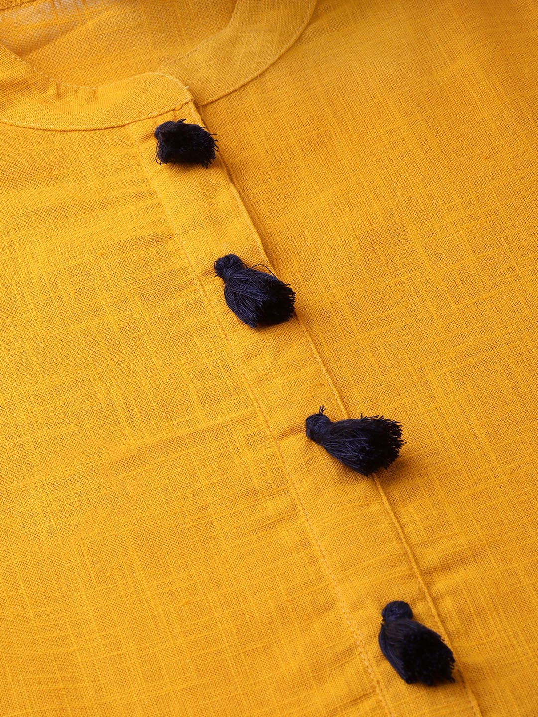 Women's Nayo Mustard & Black Solid Fit And Flare Dress
