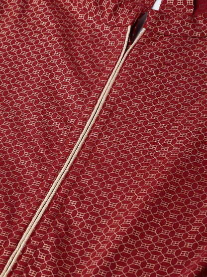 Women's Nayo Maroon & Gold Ethnic Motifs Printed Maxi Dress