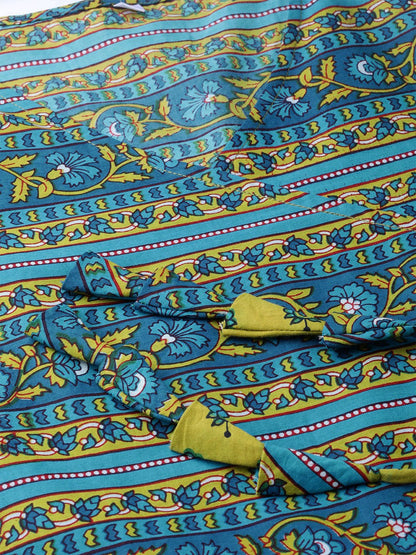 Women's Nayo Green & Blue Ethnic Motifs Printed Maxi Dress