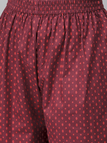 Women's Nayo Off White & Red Straight Floral Printed Kurta And Palazzos Set
