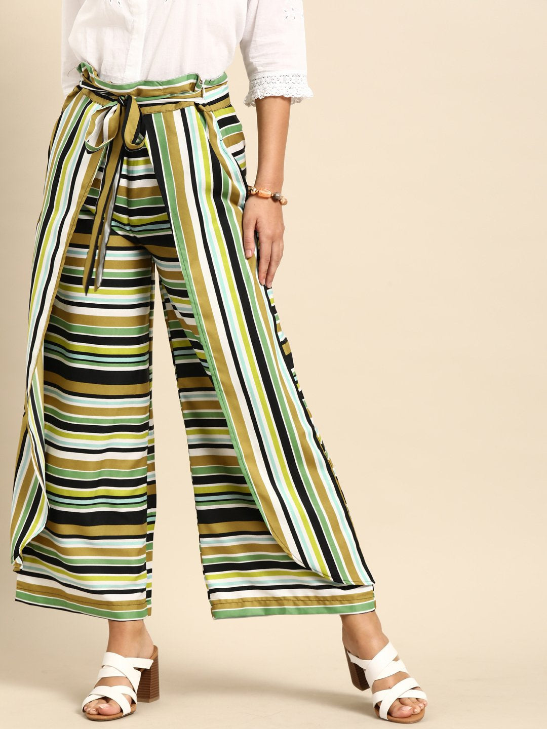 Women's Nayo Multi Striped Striped Cotton Wide Leg Palazzo