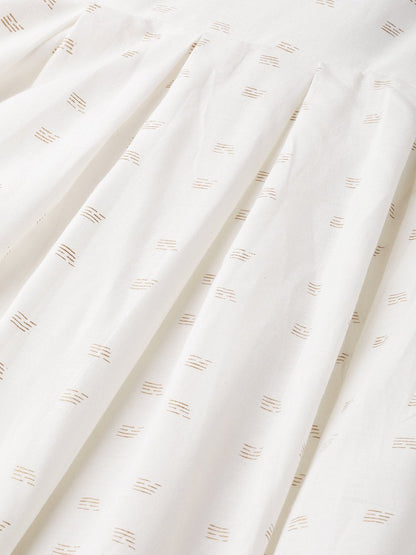 Women's Nayo White Ethnic Motifs Printed Round Neck Cotton A-Line Dress