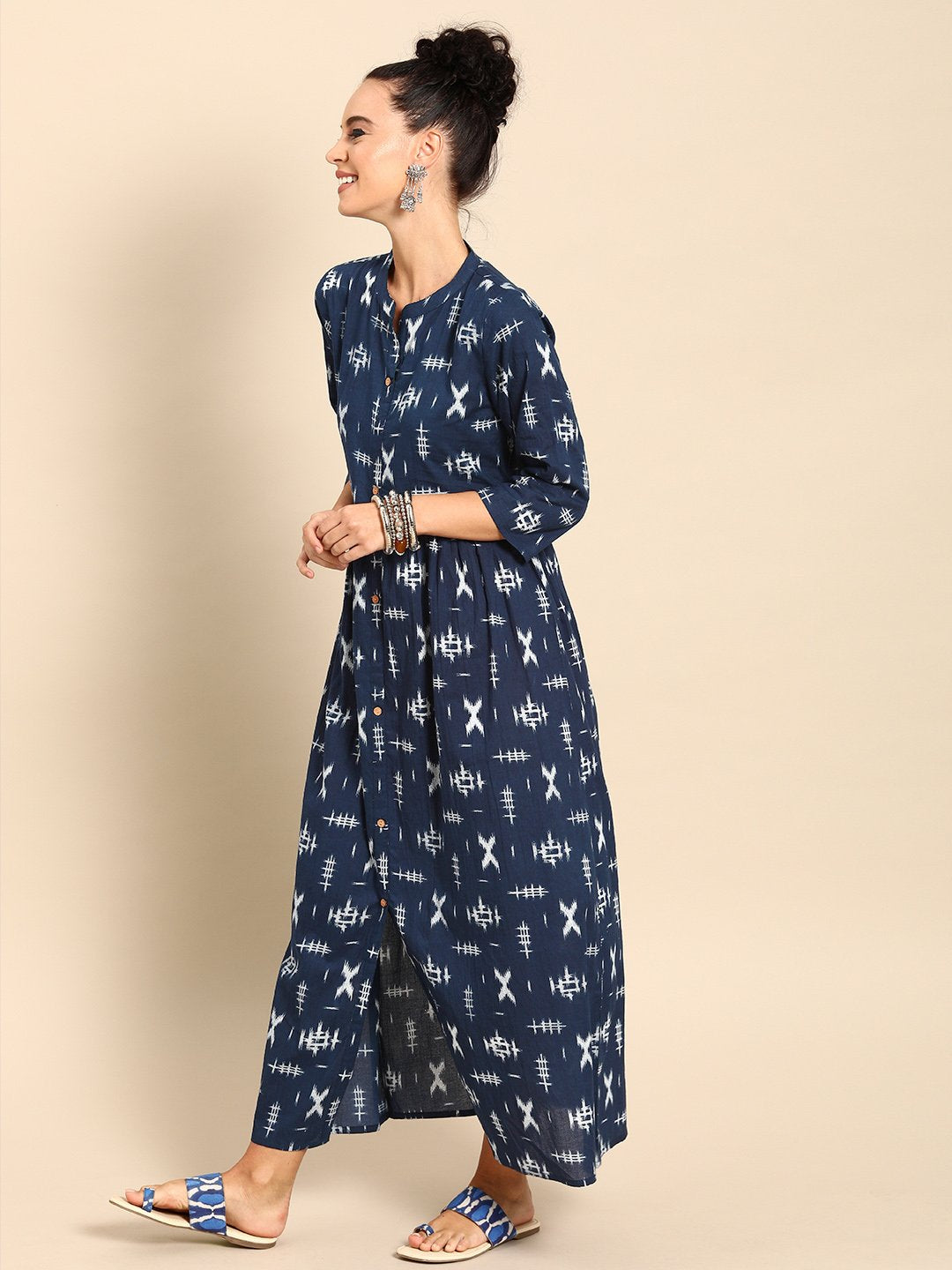 Women's Nayo Blue Printed A-Line Dress