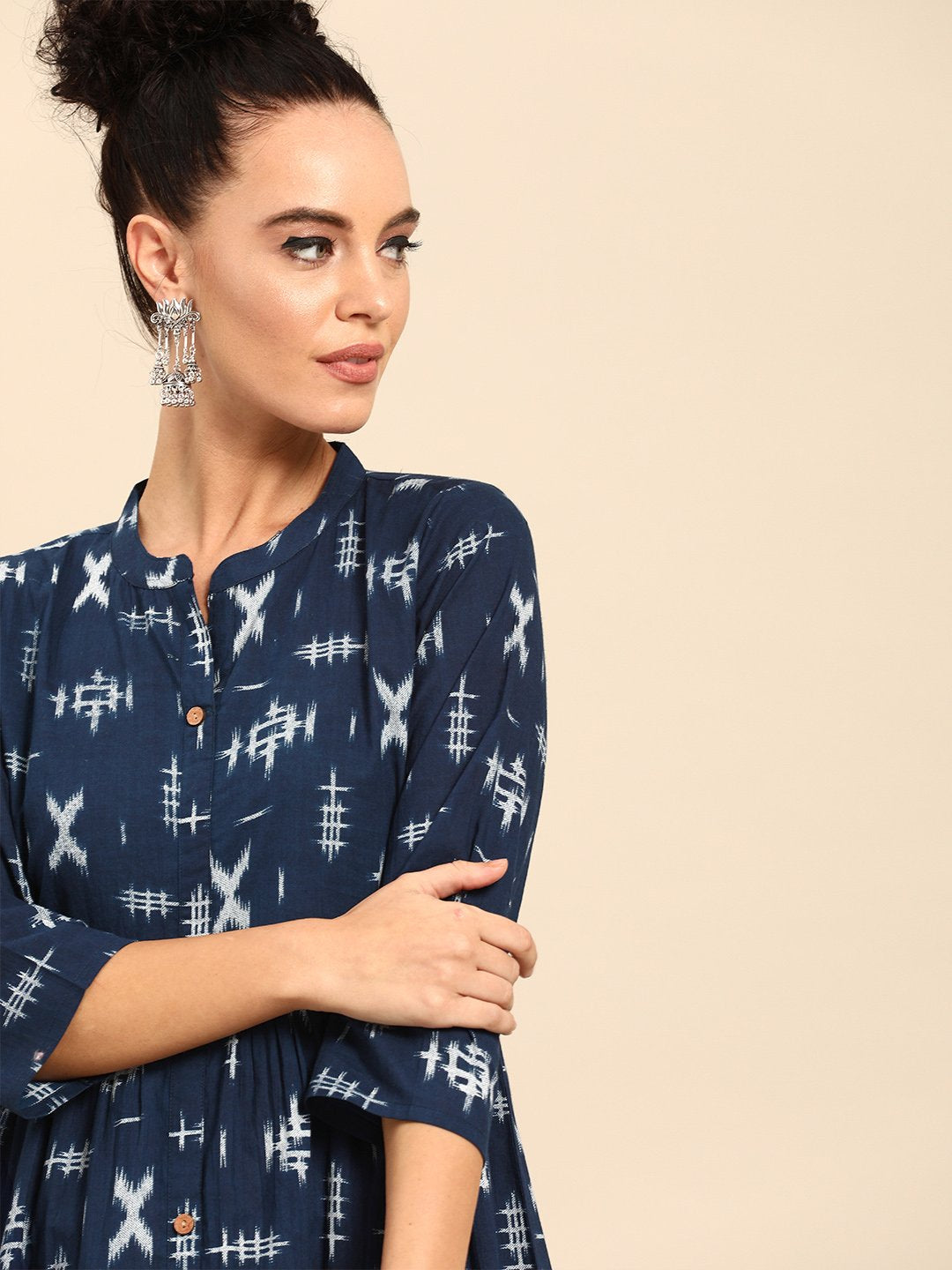 Women's Nayo Blue Printed A-Line Dress