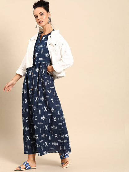 Women's Nayo Blue Printed A-Line Dress
