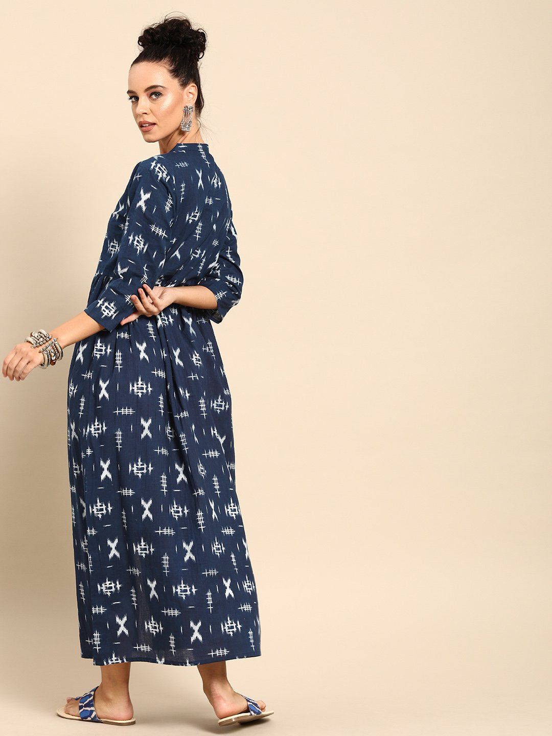 Women's Nayo Blue Printed A-Line Dress