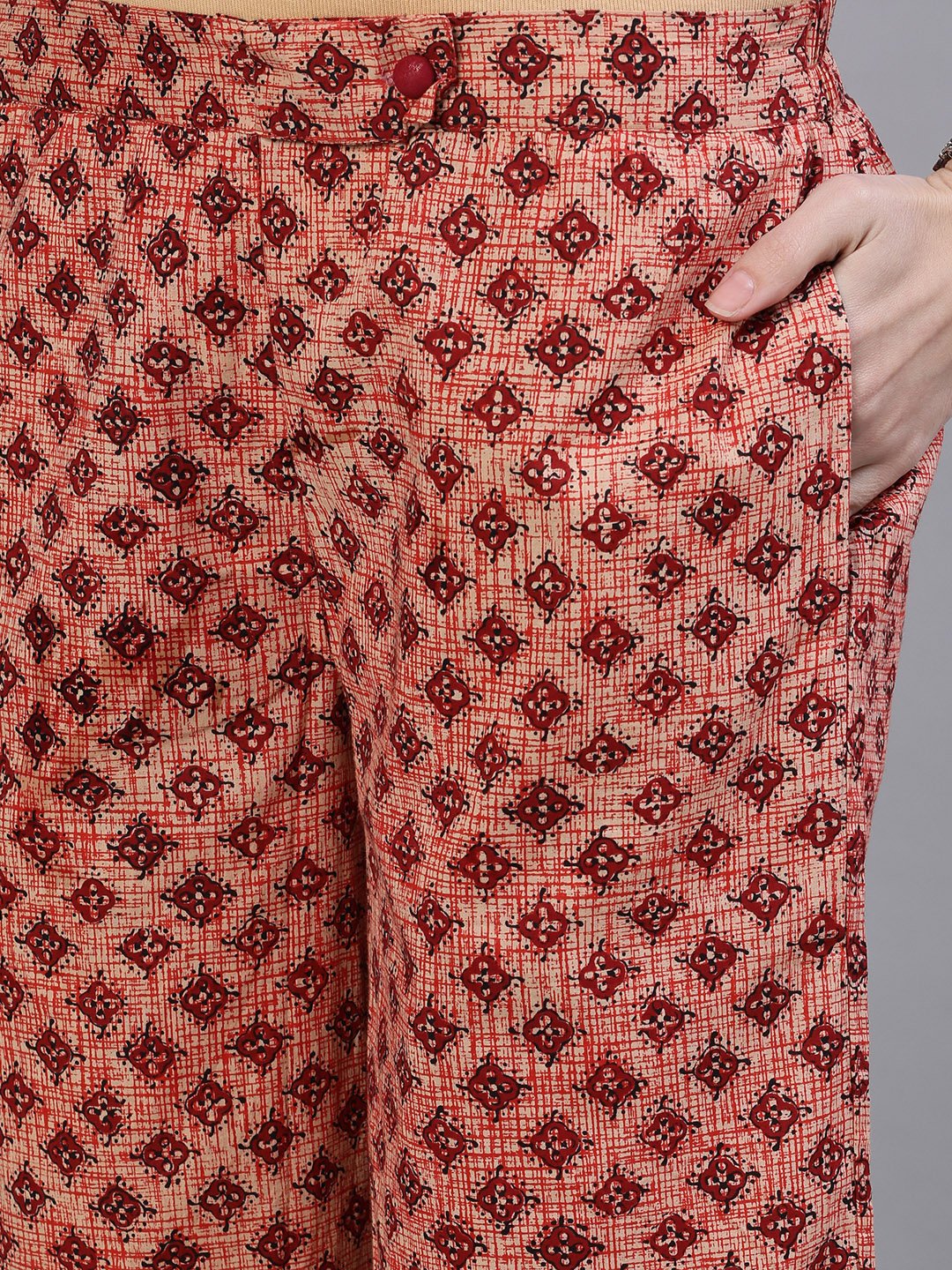 Women's Brown Printed Cotton Palazzo