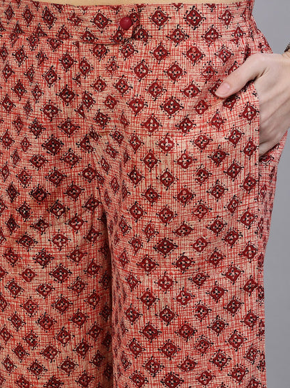 Women's Brown Printed Cotton Palazzo