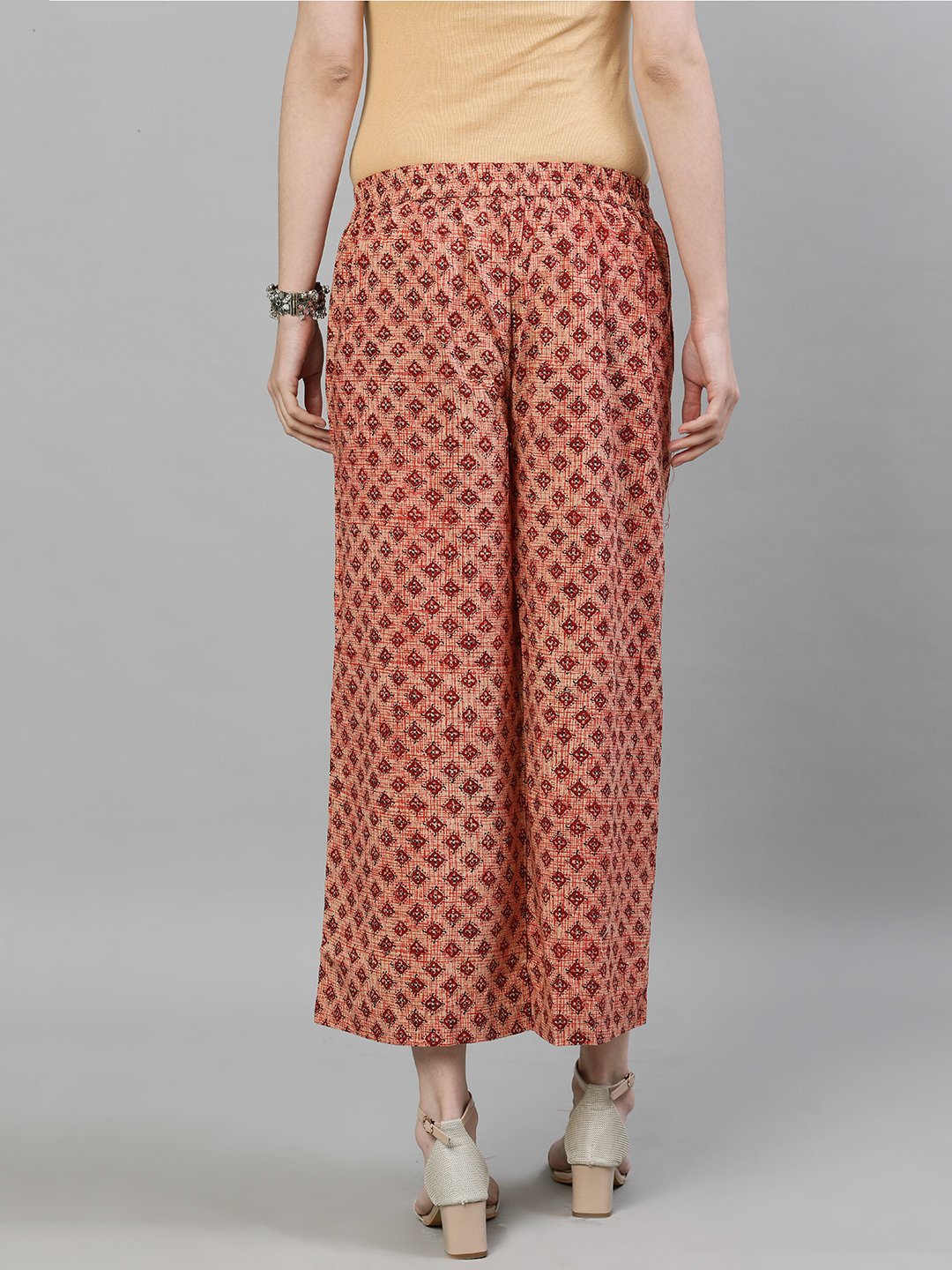 Women's Brown Printed Cotton Palazzo
