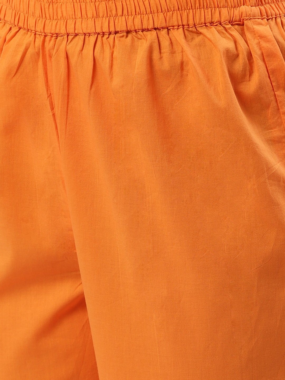 Women's Rust Orange Three-Quarter Sleeves Straight Kurta And Trouser Pant Set