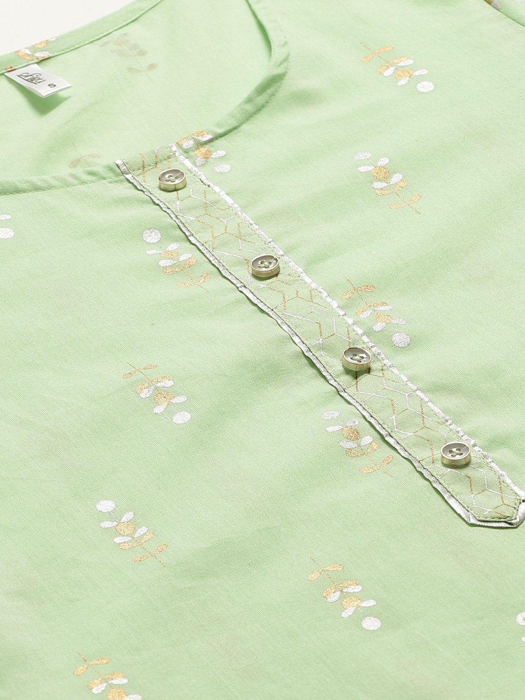 Women's Green Three-Quarter Sleeves Straight Kurta With Palazzo