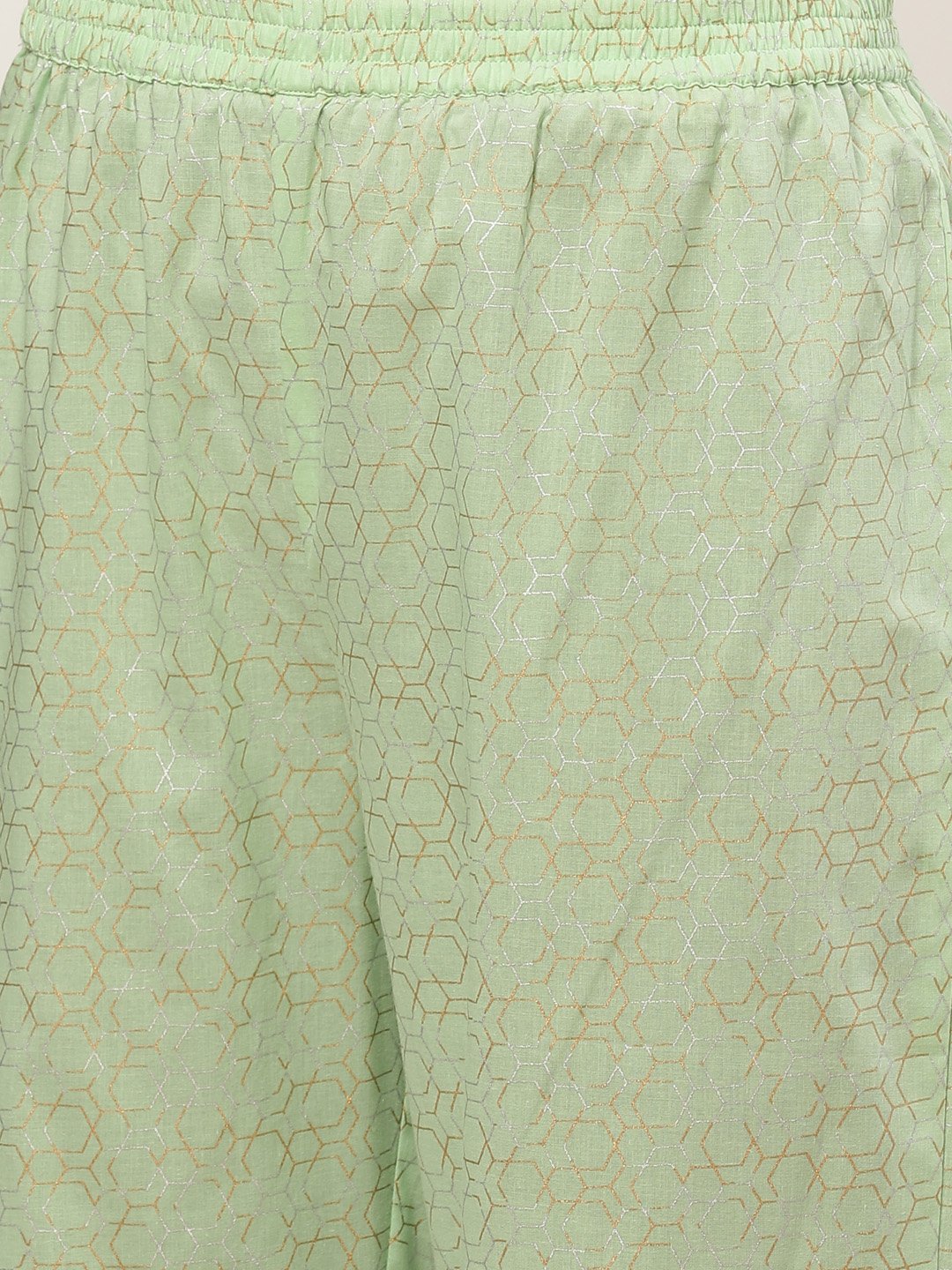 Women's Green Three-Quarter Sleeves Straight Kurta With Palazzo