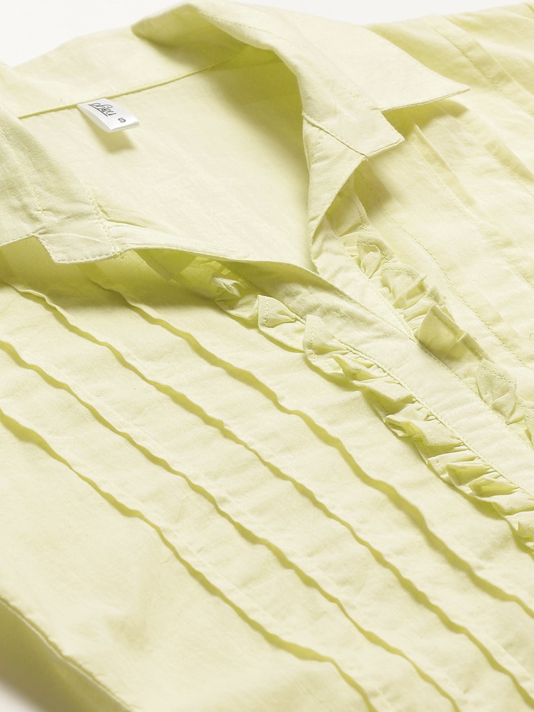 Women's Limeyellow Calf Length Three-Quarter Sleeves Straight Solid Solid Cotton Kurta