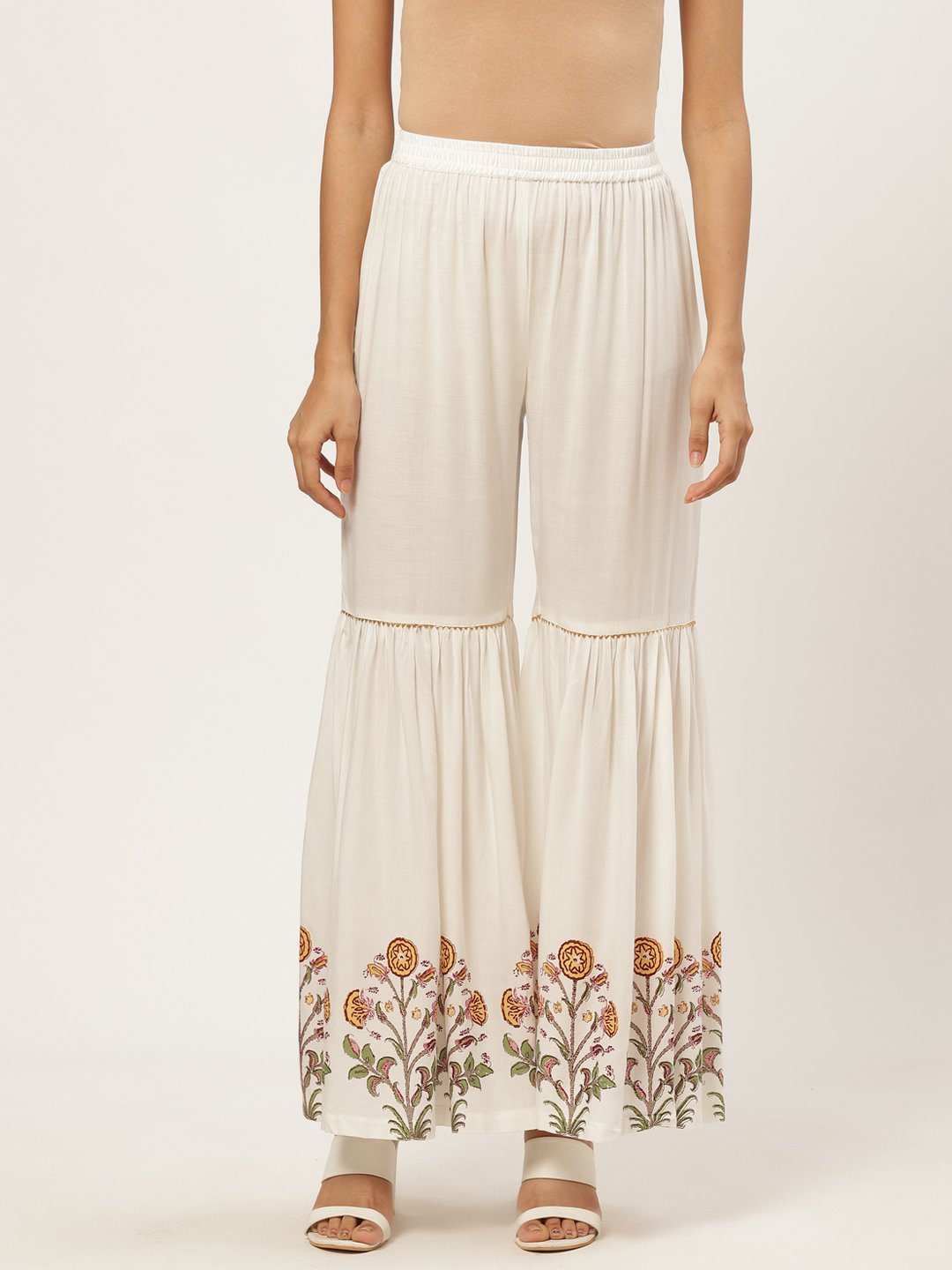 Women's Off-White Falred Sharara