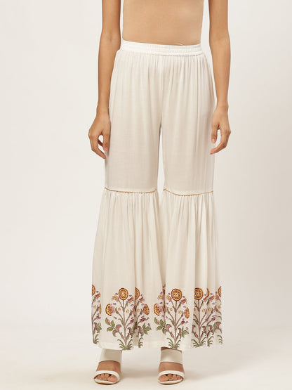 Women's Off-White Falred Sharara