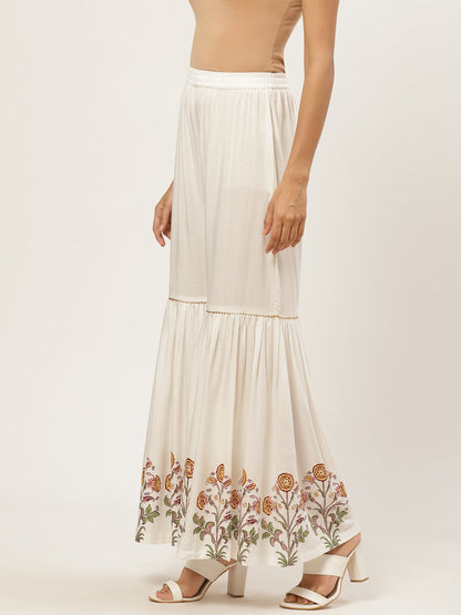 Women's Off-White Falred Sharara