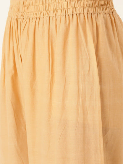 Women's Beige & White Printed Kurta With Palazzos