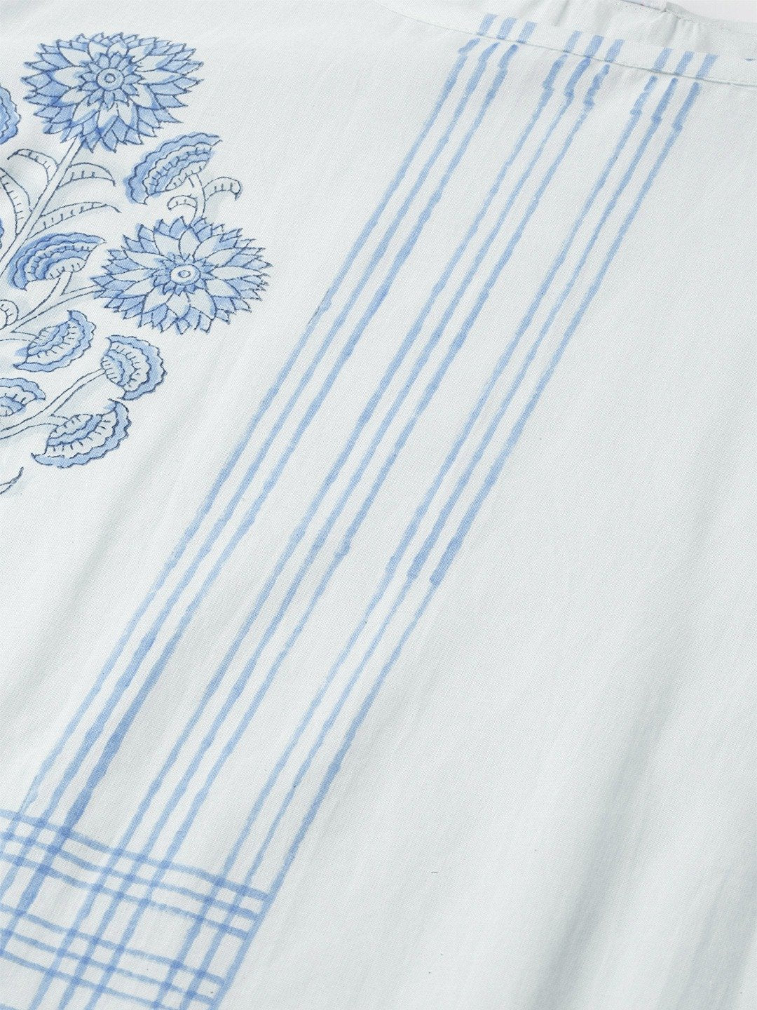 Women's Blue Three-Quarter Sleeves Straight Kurta With Palazzo Set