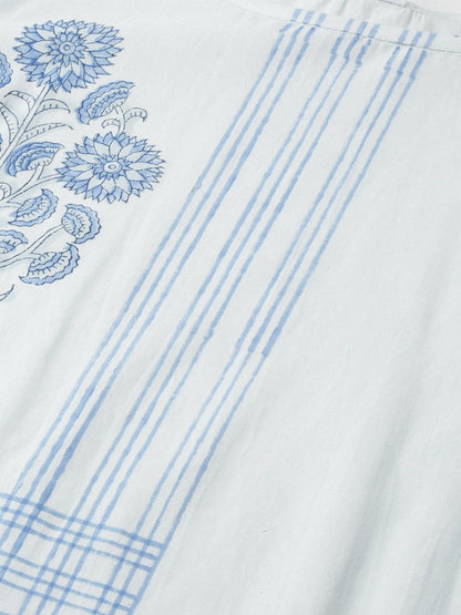 Women's Blue Three-Quarter Sleeves Straight Kurta With Palazzo Set