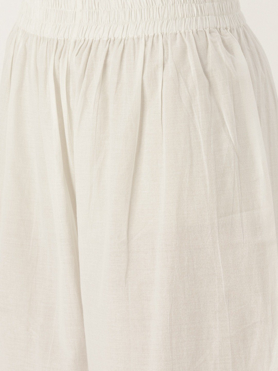 Women's White Three-Quarter Sleeves Straight Kurta With Palazzo Set
