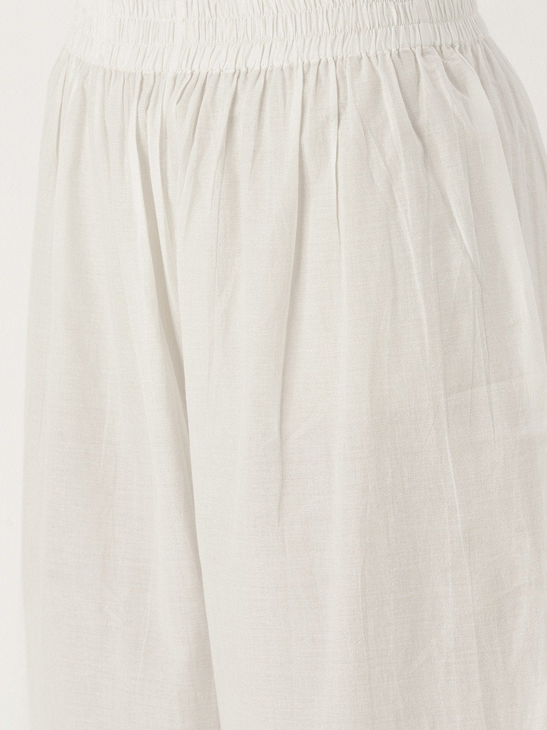 Women's White Three-Quarter Sleeves Straight Kurta With Palazzo Set