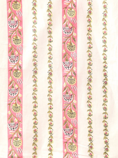 Women's Pink & Off-White Printed Kurta With Palazzos & Dupatta