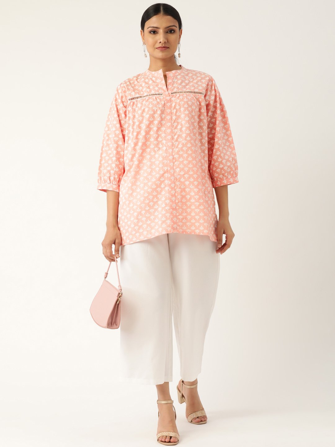 Women's Pink And White Tunic