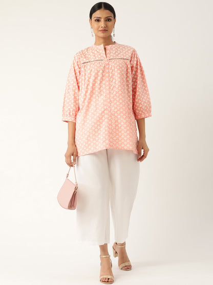 Women's Pink And White Tunic