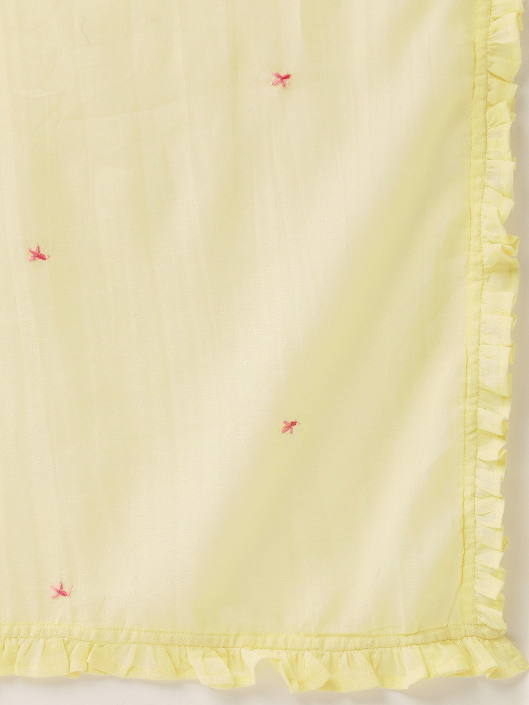 Women's Yellow & Pink Embroidered Kurta With Palazzos & Dupatta