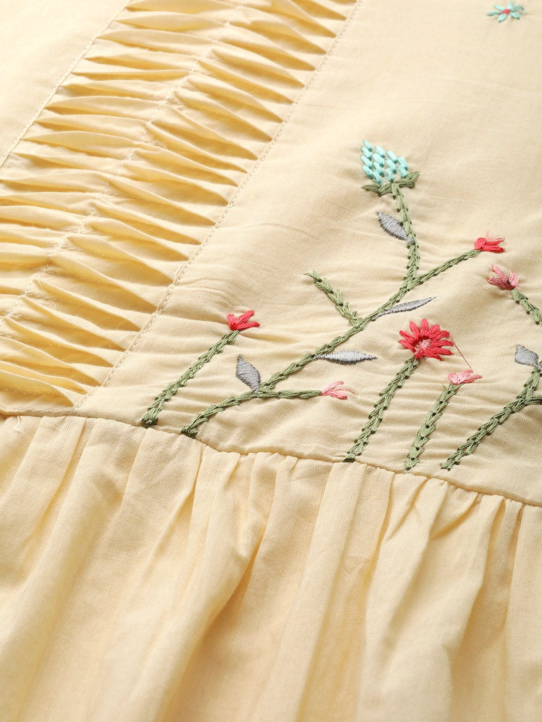 Women's Cream-Coloured Yoke Design Kurta With Palazzos & Dupatta