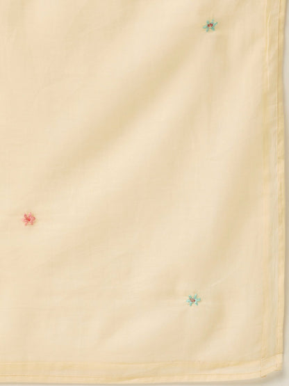 Women's Cream-Coloured Yoke Design Kurta With Palazzos & Dupatta