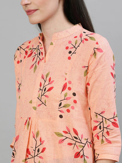 Women's Pastel Pink And Blue Pin-Tuck Tunic