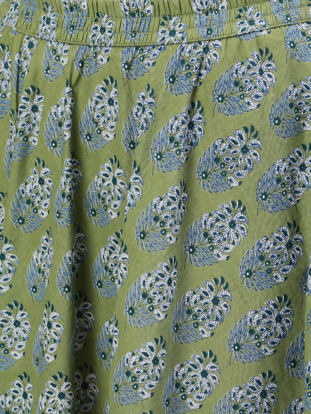 Women's Green Printed Maxi Skirt