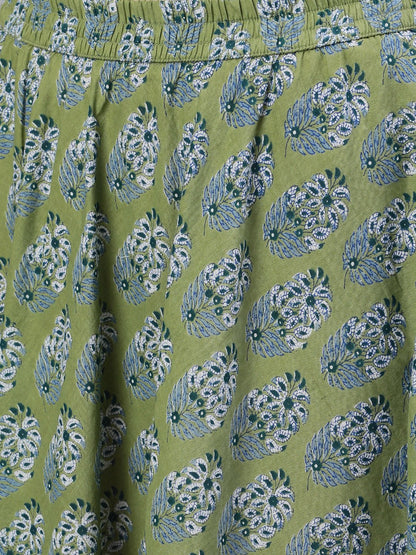 Women's Green Printed Maxi Skirt