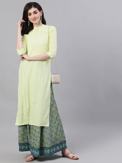 Women's Green Printed Maxi Skirt