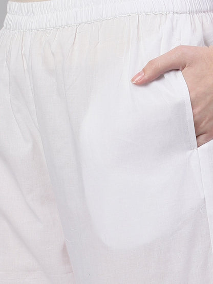 Women's White Trouser With Lace Detailing
