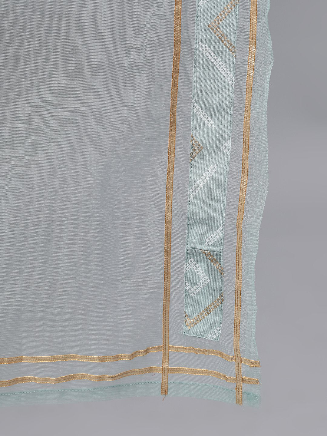 Women's Grey Three-Quarter Sleeves Straight Kurta Palazzo With Dupatta