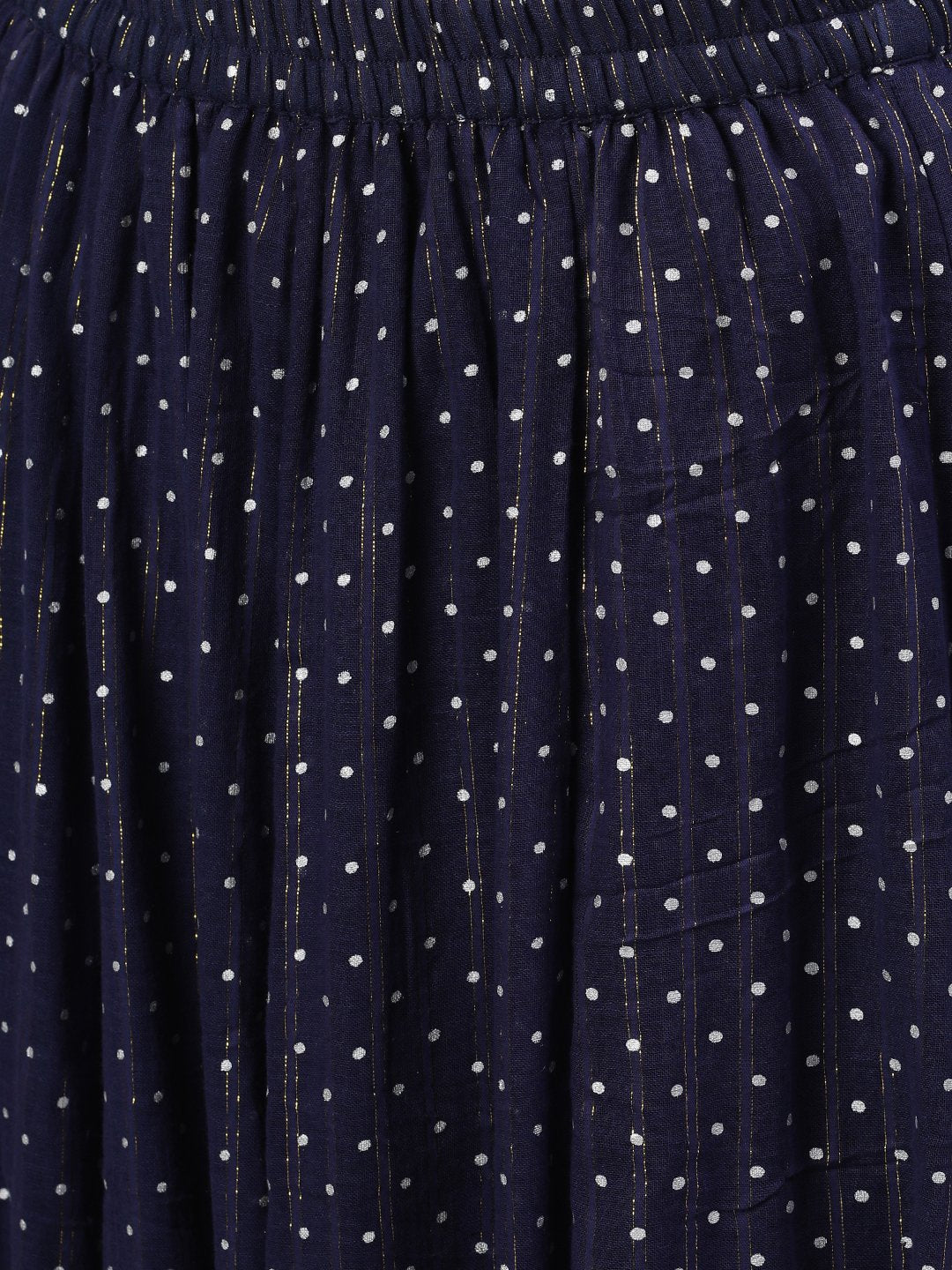 Women's Navy Blue Polka Dot Printed Maxi Skirt