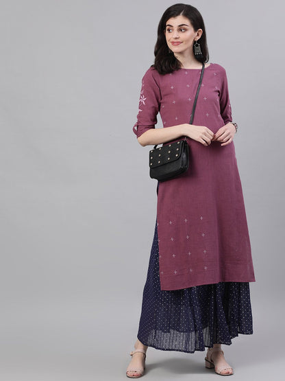 Women's Navy Blue Polka Dot Printed Maxi Skirt