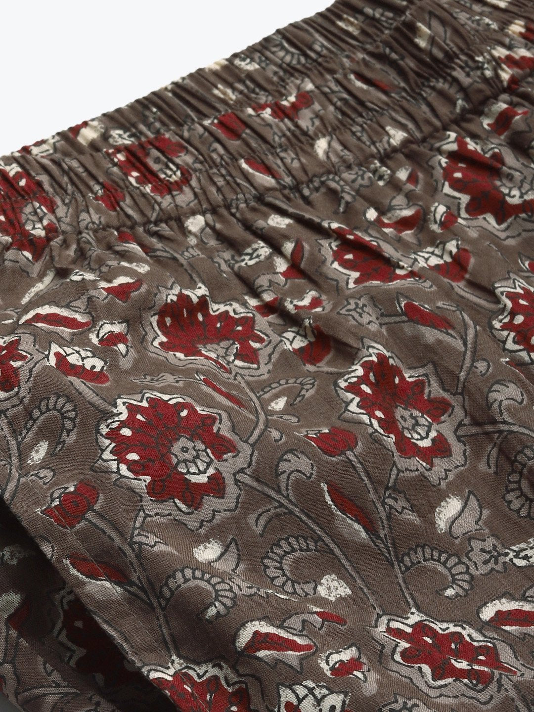 Women's Taupe & Maroon Printed Night Suit