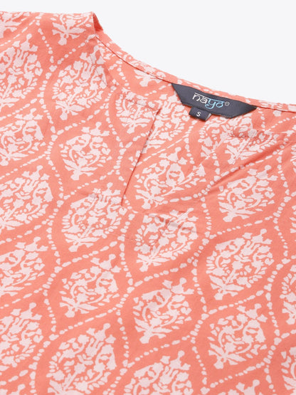 Women's Peach & Off White Printed Night Suit