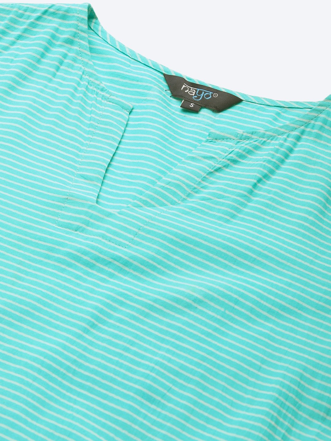 Women's Green & Off White Striped Night Suit