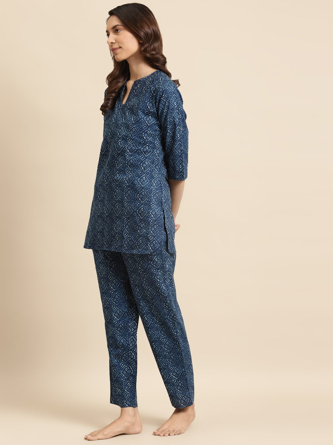 Women's Indigo Printed Night Suit