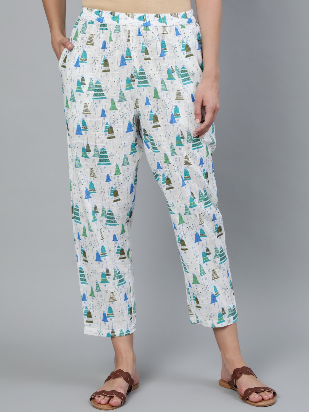 Women's Off White Printed Trouser